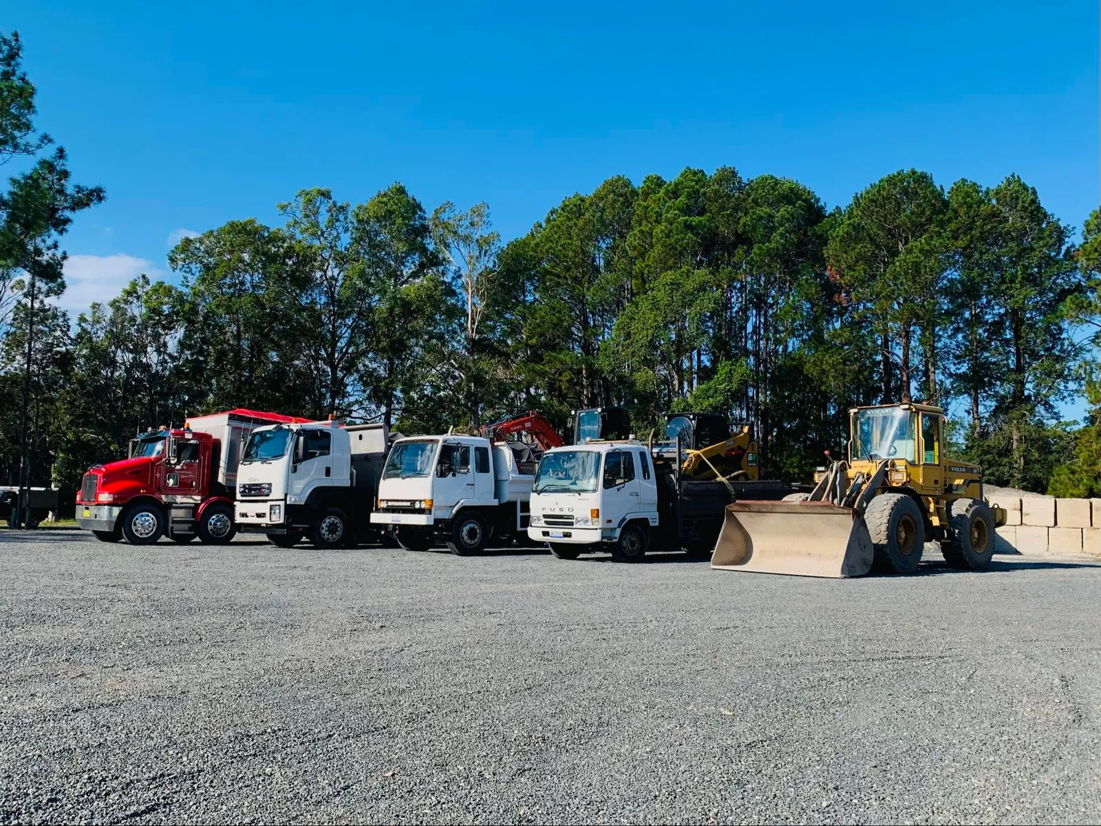 GB Civil Solutions truck and plant fleet lined up at the yard
