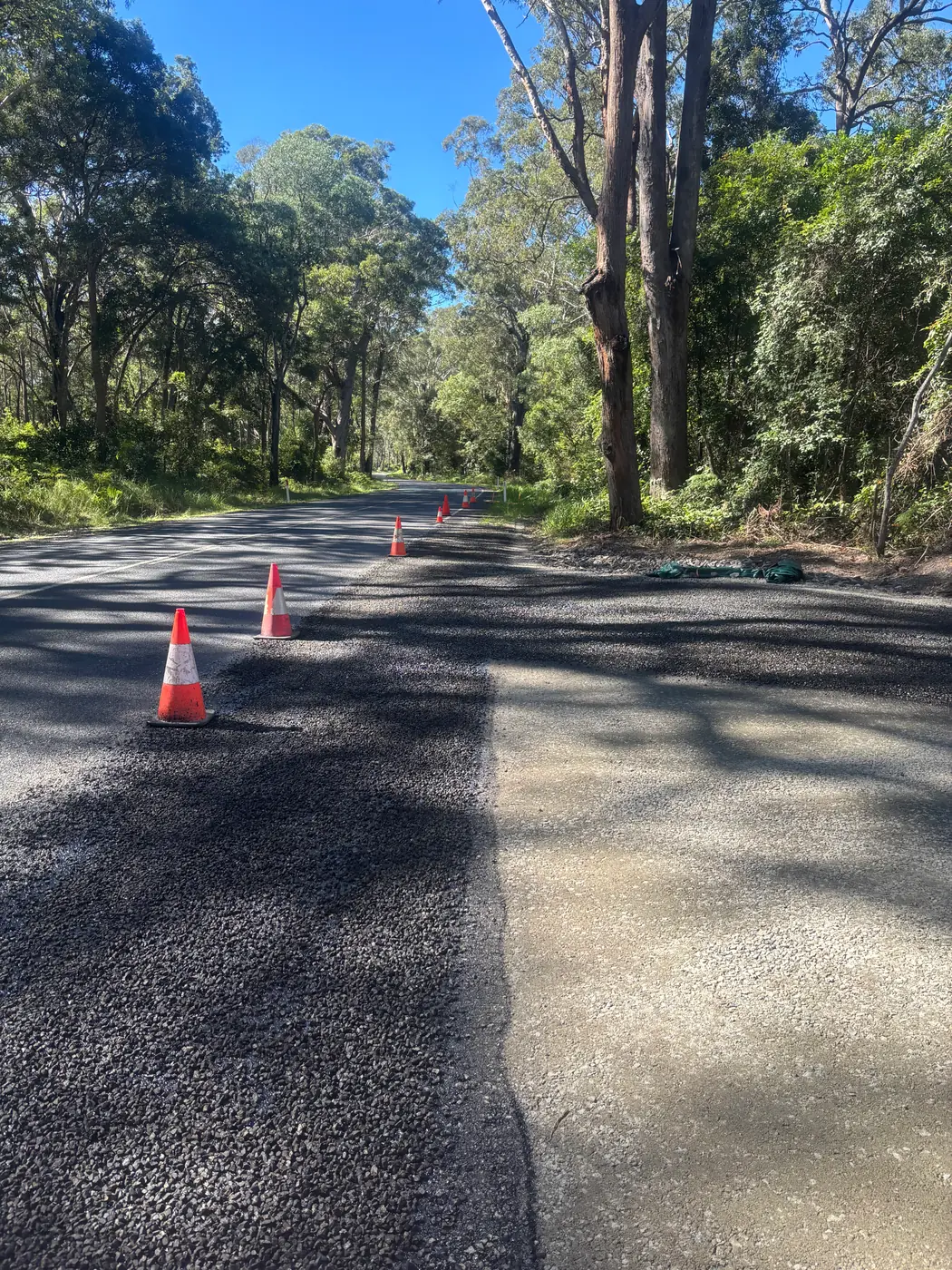 Bitumen repair work on a rural road