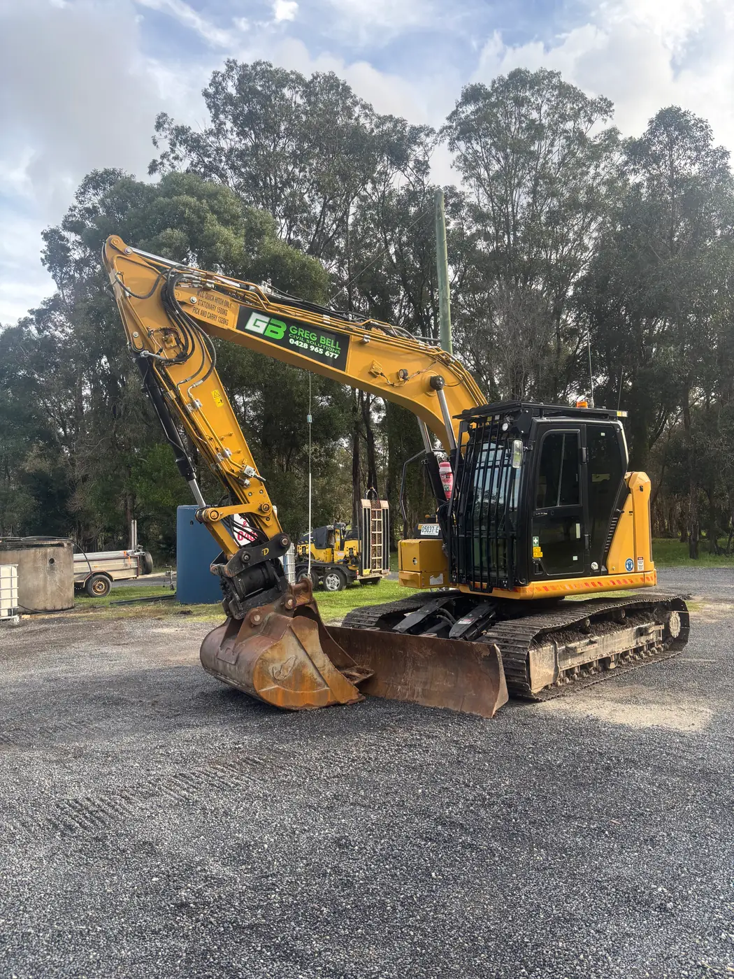 GB Civil CAT excavator working on a gravel hardstand